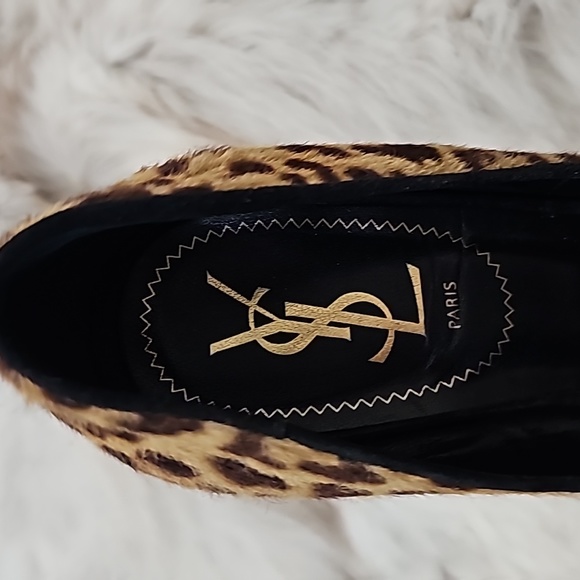 YVES Saint Laurant Leopard Tribute Two Pony High Heel Pumps Sz 38.5 - Picture 14 of 16